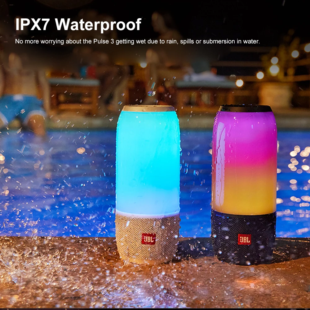 JBL Колонка Pulse 3 IPX7 Водонепроницаемая беспроводная Bluetooth s 360 ° Lightshow портативная