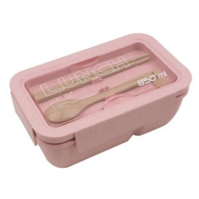 Pink 850 мл пшеничная соломенная Ланч-бокс Bento коробки микроволновая посуда контейнер для хранения еды Ланч-бокс - Цвет: Pink
