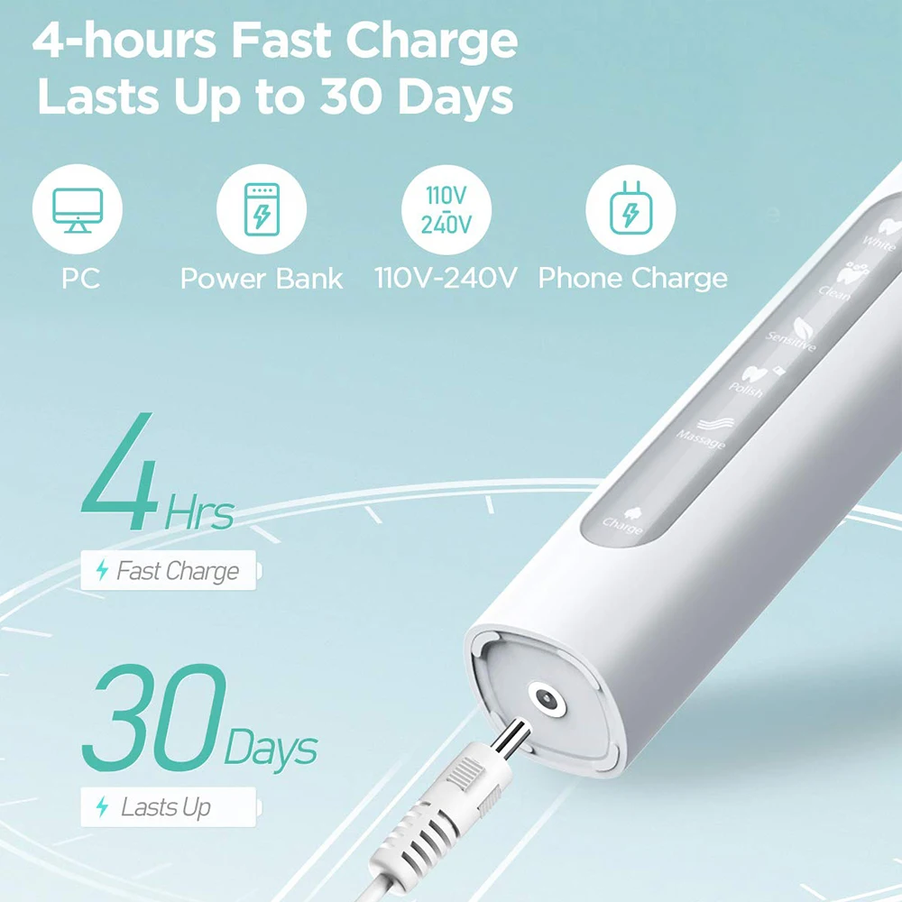 Fairywill Electric Sonic Toothbrush FW-507 USB Charge Rechargeable Waterproof Electronic Tooth Brushes Replacement Heads Gift Fairywill Electric Sonic Toothbrush FW-507 USB Charge Rechargeable Waterproof Electronic Tooth Brushes Replacement Heads Gift