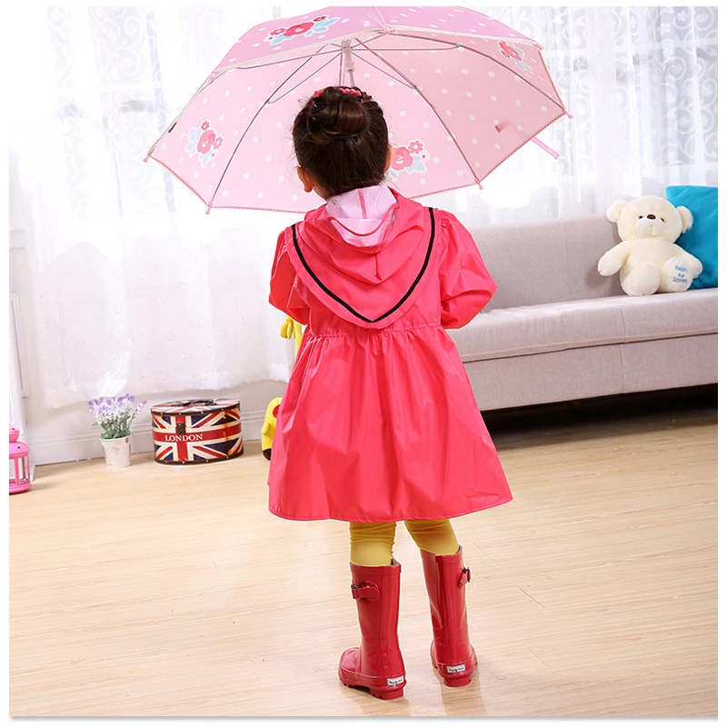 Длинный детский желтый дождевик платье куртки пончо уличный из полиэстера для