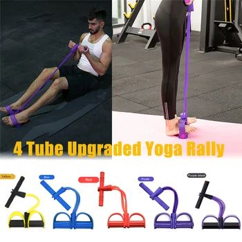 

Fitness 4 Tube Resistance Bands Latex Pedal Exerciser Sit-up Pull Rope Expander Elastic Bands Yoga equipment Pilates Workout AAA