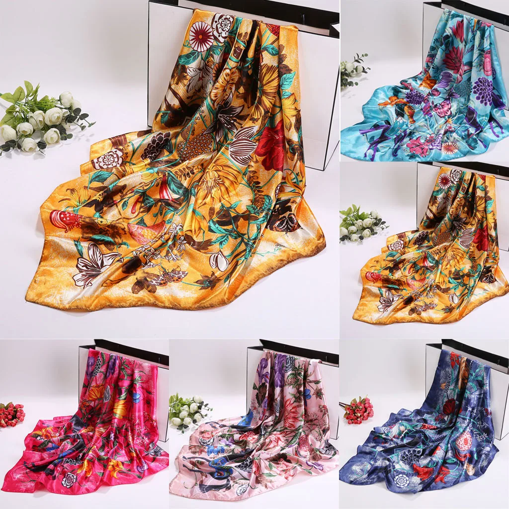 Square Scarf Hair Tie Band Women Elegant Small Vintage Skinny scarf Casual Head Neck Silk Scarf square scarves foulard#P15