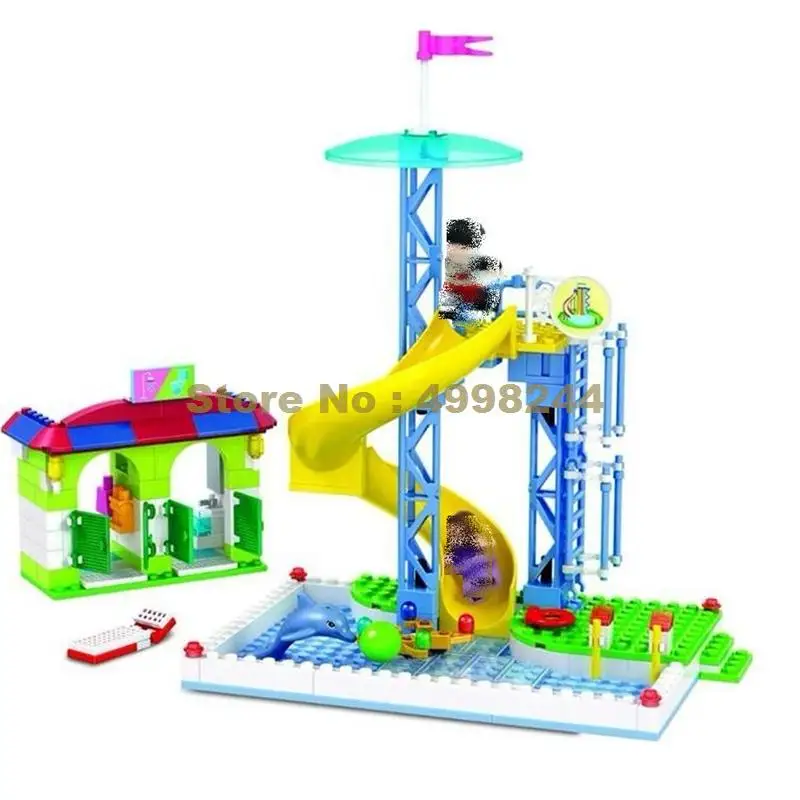 

7042 228pcs city modern paradise amusement park revolving slide girl friend winner building block Bricks Toy