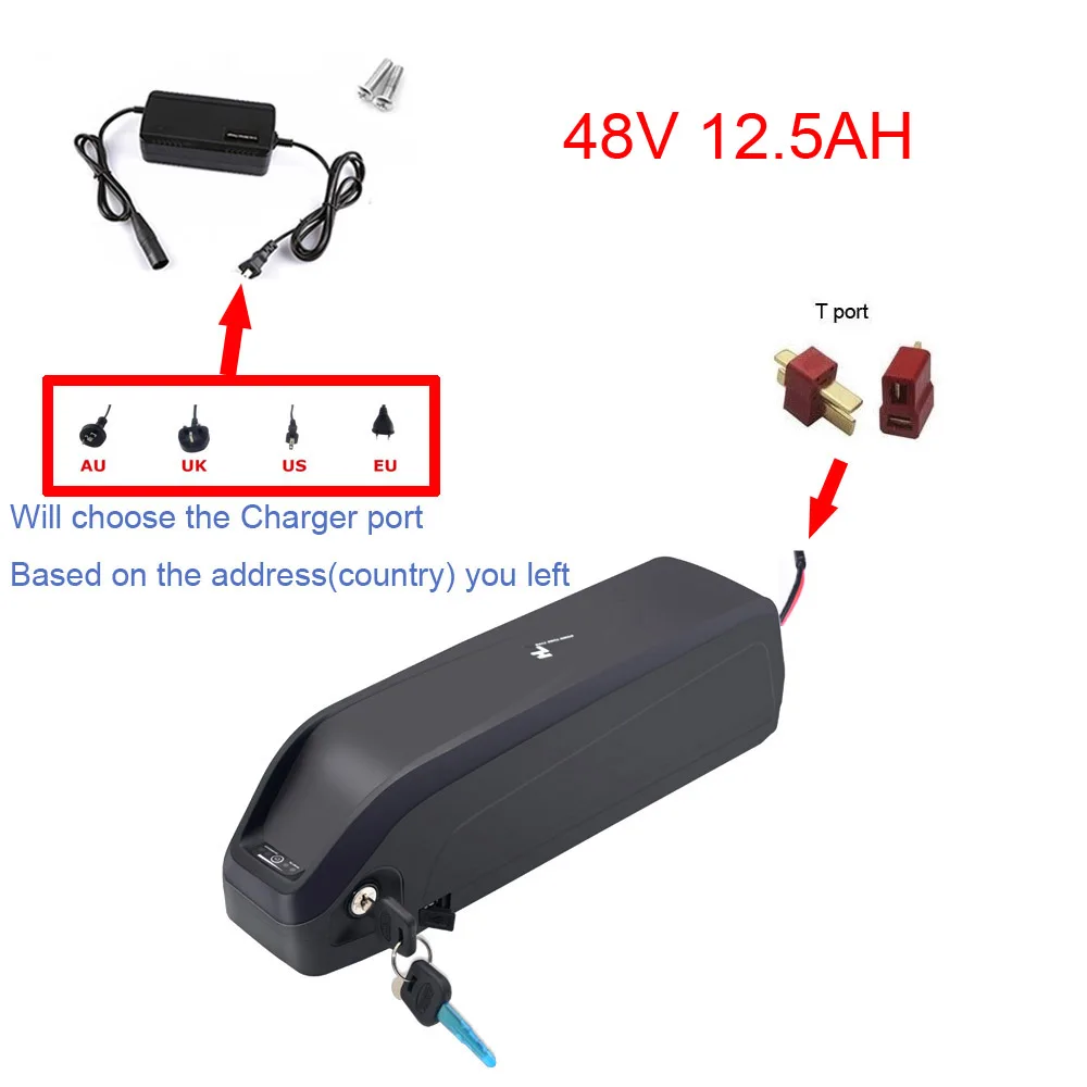 Электрический аккумулятор для электровелосипеда 48V 12.5Ah 16Ah 18650 ячеек концентратора среднего привода велосипеда батареи DIY - Цвет: 48V 12.5AH T PORT