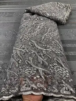 

High quality nigerian swiss voile lace Net African tulle mesh lace fabric 2020 grey France cord lace for party wedding