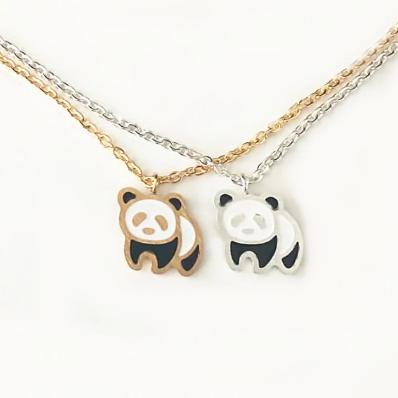 Panda Gold Цепочки и ожерелья Для женщин Для мужчин женское ожерелье Нержавеющая сталь животных колье ожерелья, подвески Ювелирная Свадебная лента подарок для невесты