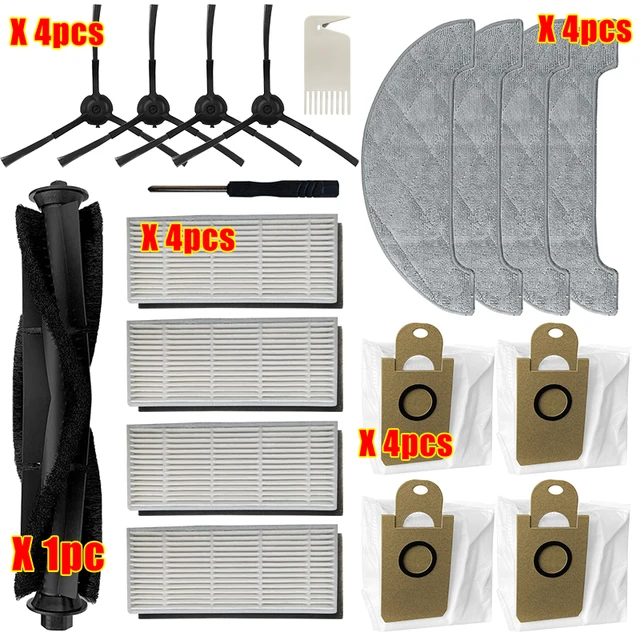 Main Brush Colletion Dust Bags Mop Cloth Side Brush Hepa Filter Spare Parts For XIAOMI VIOMI S9 Robot Vacuum Cleaner Accessories 17pcs