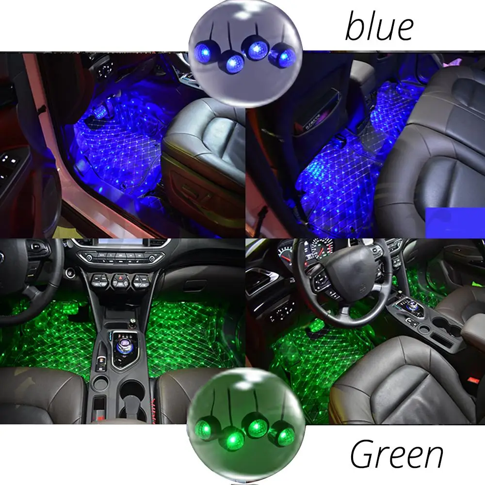 4X Автомобильный светодиодный USB RGB автомобильный окружающий внутренний светильник на крыше Звездный ночной Светильник s проектор светильник интерьерный декоративный светильник