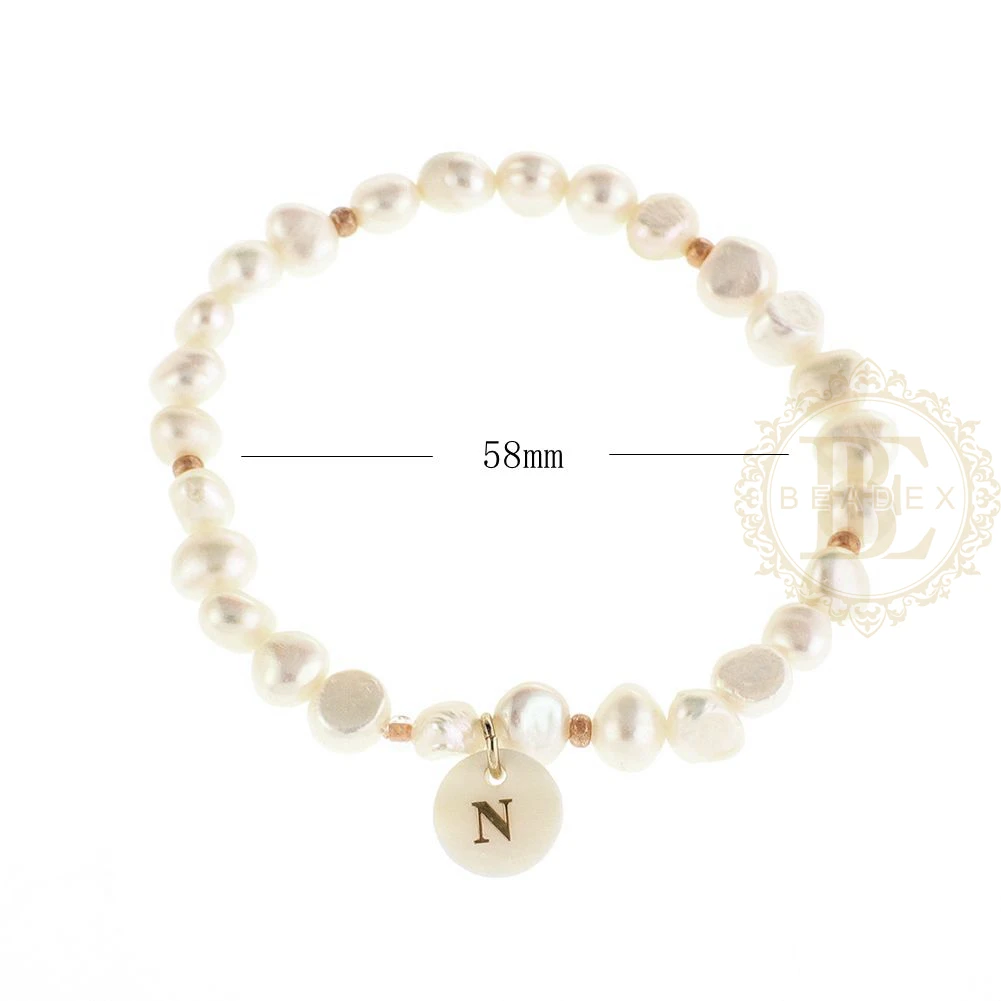 torque bangle One Fashion Jewelry Fresh Water Pearl and Shell Letter Elastic Bracelet - 58mm (BE189) plain gold bangles