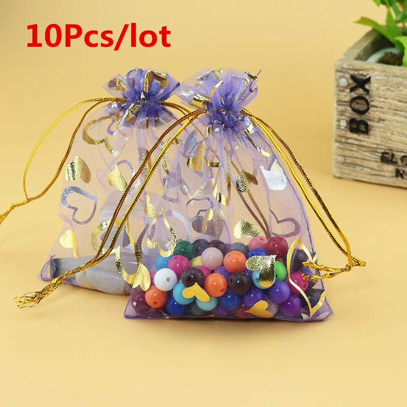 10Pcs/lot Dice Bags Tarot Drawstring Storage Bag Gadget storage Metal Organza Gifts Polyhedral | Спорт и развлечения