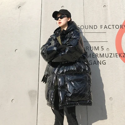 Black Big pocket Женская зимняя куртка-парка, модное пальто с капюшоном, толстое теплое пальто, женские свободные куртки больших размеров, зимнее пальто, парка, уличная одежда - Цвет: Black Big pocket