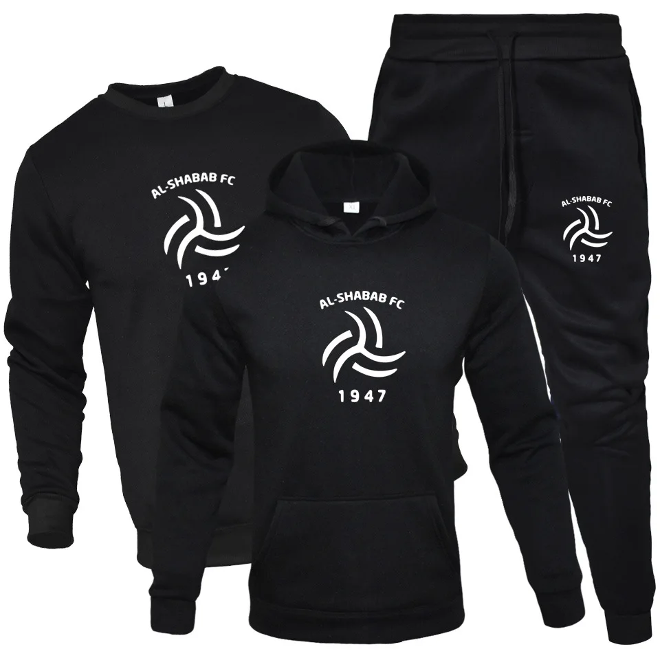 

2019 Fashion Hot Sales Hoodie round Neck Sweater + Hoodie + Sweatpants Three-piece Set Warm Clothing Men And Women Sports Set