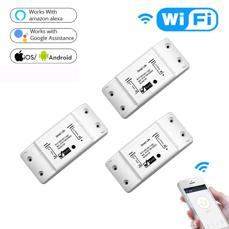 light switch wireless DIY WiFi Smart Light Switch Universal Breaker Timer Wireless Remote Control Works with Alexa Google Home Smart Home motion sensing light switch Wall Switches