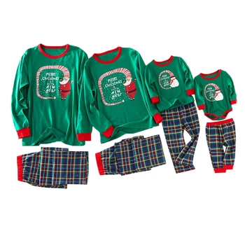 

Family Matching Clothes Mother Father Daughter Son Kids Baby T-shirt Parent-child Plaid Print T-shirt Long Sleeve Tops Sets Xmas