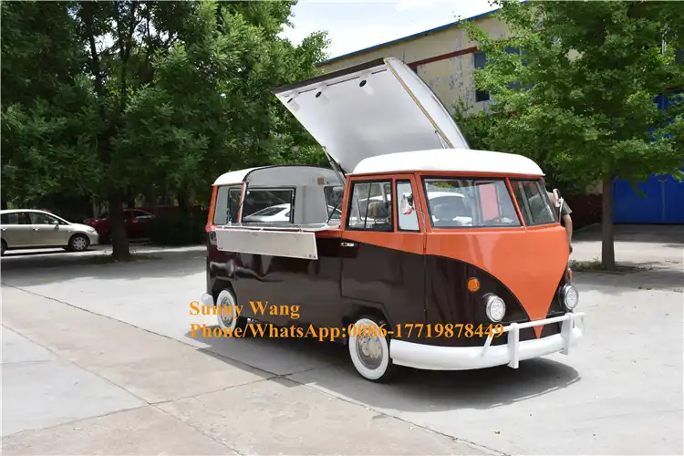 Red Color Bus Electric Food Ice Cream Trucks Food Cart Food