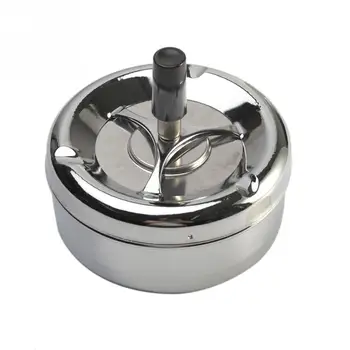 

Round Spinning Ashtray Cigarette Ash Round Stainless Steel Ash Tray Housewares Spinning With Cover