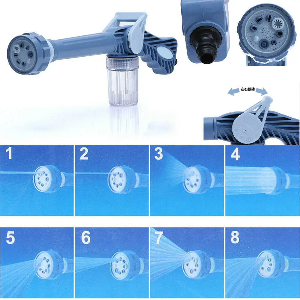 Синий Multi-function sprinkler 8 IN 1 Garden Hose Nozzle Water Soap Dispenser Pump Spray Gun Car Washer Cleaning Car Washing Tool - Цвет: Синий