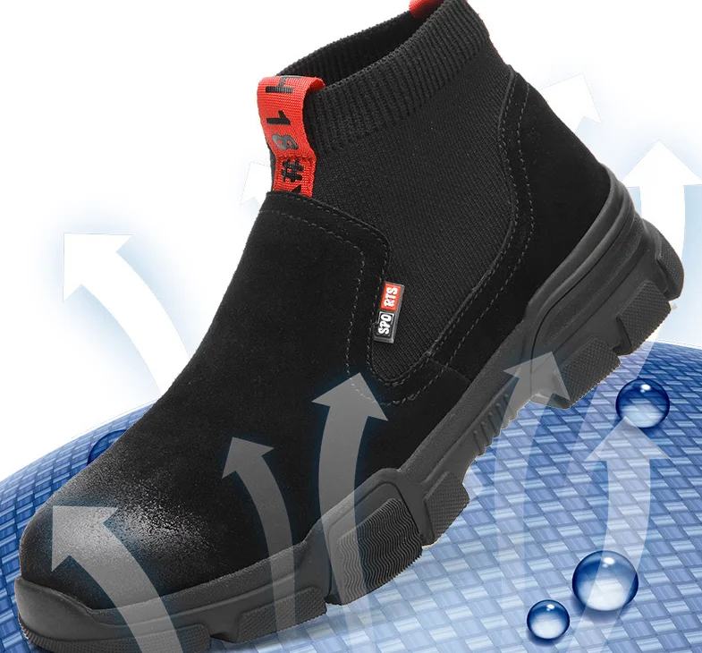 Осенние черные ботинки в стиле ретро, Мужская Рабочая защитная обувь со стальным носком, небьющиеся носки, высокие водонепроницаемые Дизайнерские кроссовки