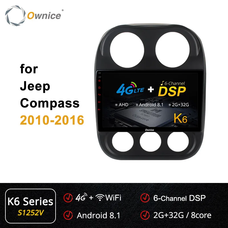 Ownice K3 K5 K6 Восьмиядерный Android 8,1 автомобильный радиоприемник gps для JEEP COMPASS 2010 2011 2012 2013 поддержка DVD Car play - Цвет: S1252 K6