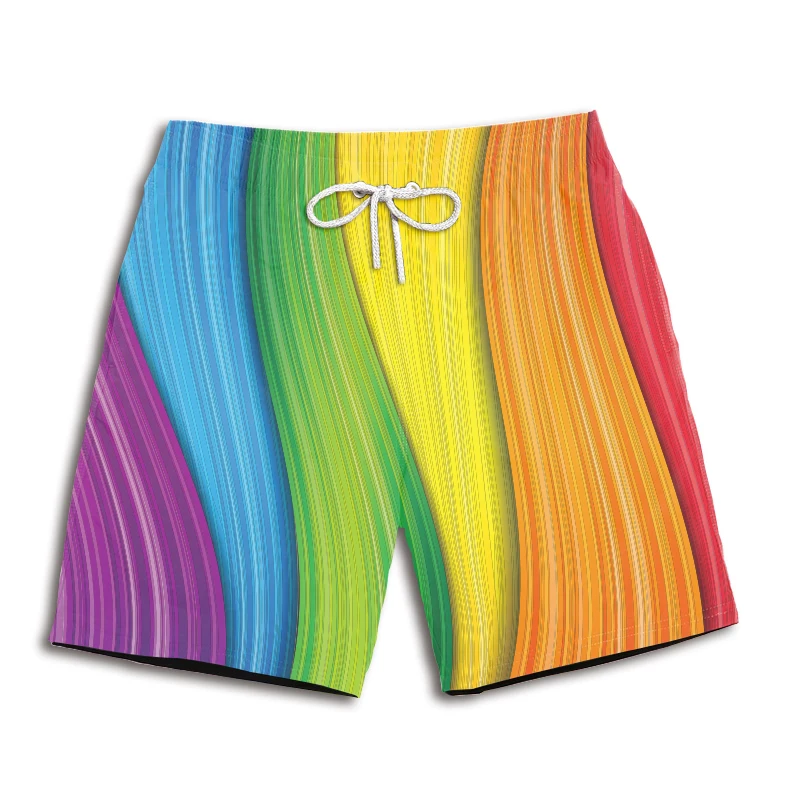 Лето, радужные 3d принты, Забавный принт, быстросохнущие короткие штаны, Harajuku, мужские цветные короткие штаны, уличная одежда, мужские шорты, homme