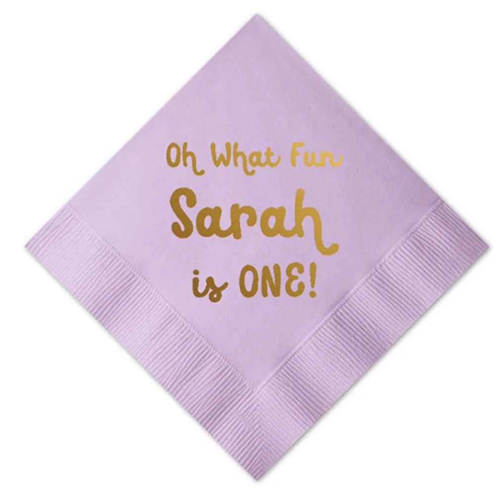 

Personalized 1st Birthday First Baby One is Fun Gold Metallic Monogram Cocktail Beverage Napkins Luncheon Dinner Guest Towels