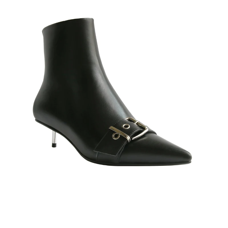 

Salu Office Ladies Ankle Boots Genuine Leather High Heels Women Shoes Autumn Winter Zipper Basic Shoes Woman Large Size 34-40