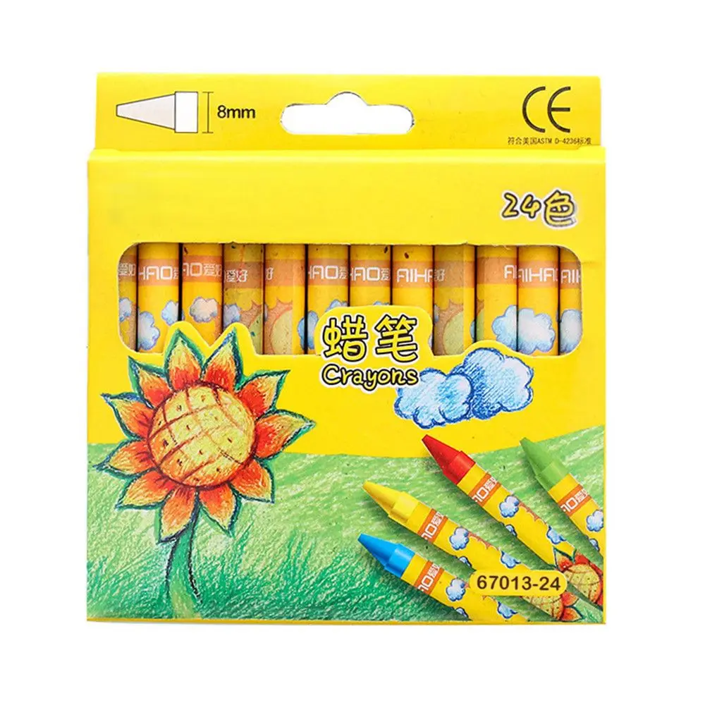 24pcs 8/12/24 Цвета нетоксичный восковой карандаш Дети творческие граффити кавайные ручки канцелярские принадлежности для рисования ручки школы искусства офиса поставки - Цвет: 24pcs