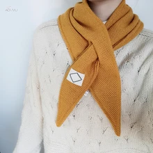AOMU женский тканевый шарф короткий параграф крест Корейская версия ручной вязки сплошной тканый шарф для женщин и девушек
