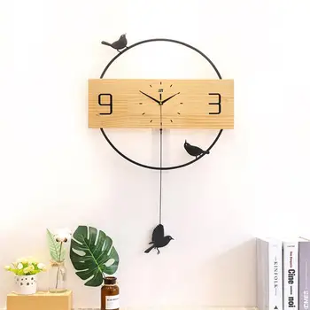 

1PC Living Room Decoration Birds Pendulum Clock Creative Decorative Wall Clock Hanging Clock Wall Art Home Decor