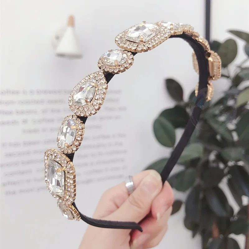 Fashion Colorful Rhinestone Jewel Hairband For Women hair clips Headband Hair Bands hair accessories gumki do wlosow haarband - Color: D