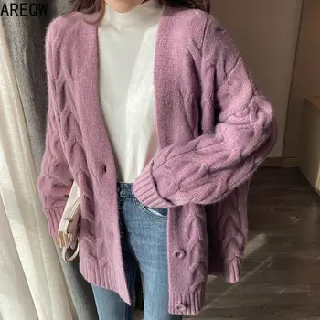 

2020 Gentle Cardigan Sweater Women Loose Lazy Spring and Autumn Korean Retro Flower Color Knitwear