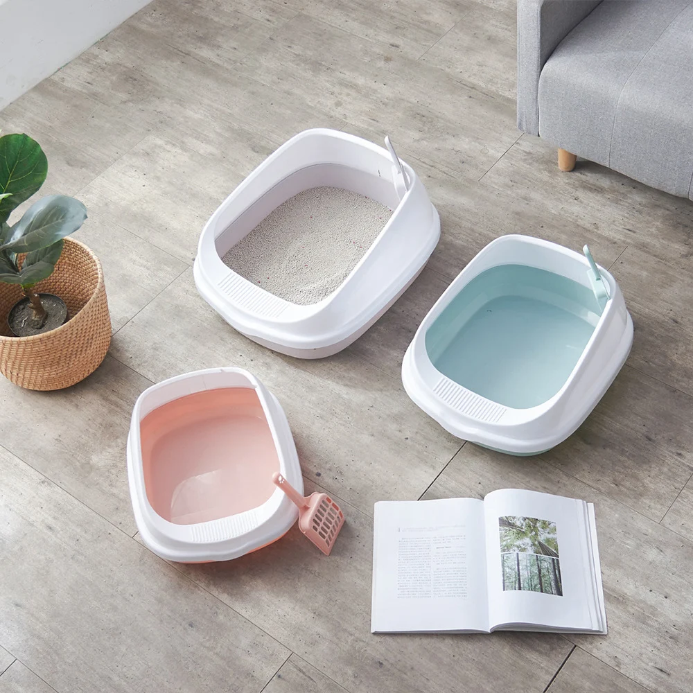 

Portable Indoor Pet Cat sandbox Toilet Bedpan Anti Splash Cats Litter Tray With Scoop Clean Toilette Home Plastic Supplies