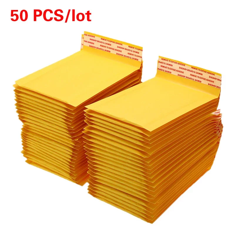 

50 PCS/Lot Kraft Paper Bubble Envelopes Bags Mailers Padded Shipping Envelope with Bubble Mailing Bag Drop Shipping