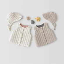 Жилет для новорожденных мальчиков от 0 до 24 месяцев осенне-зимний утепленный жилет для маленьких девочек, куртки, пальто Теплые Топы, Детская верхняя одежда