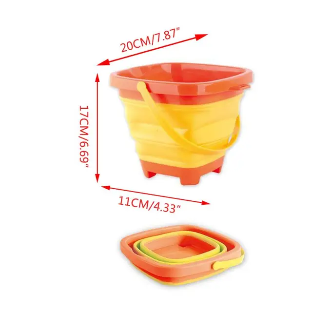 Portable Beach Bucket Sand Toy Foldable Collapsible Multi Purpose Plastic Pail 6