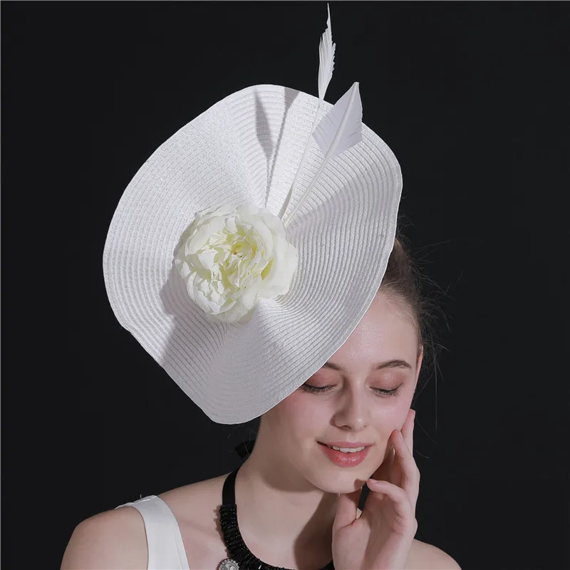

Imitation Straw Wedding Floral Fascinator Hats Women Accessories With Flower Ladies Day Elegant Hat Headwear New Classic Derby