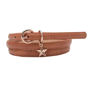 

Fashion Fashion Women Vintage Accessorie Pendant Pentagram Casual Thin Leisure Leather Belt designer brand luxury women