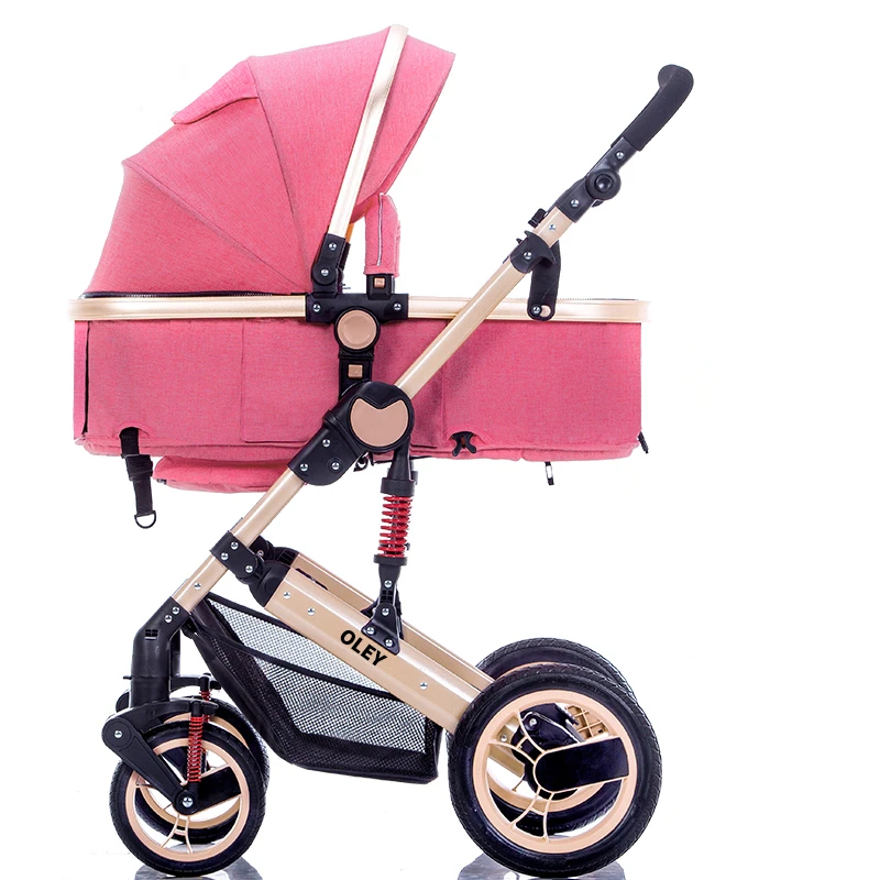 

Adjustable Lightweight Luxury Baby Stroller 3 in 1 Portable High Landscape Reversible Stroller Hot Mom Pink Stroller Travel Pram