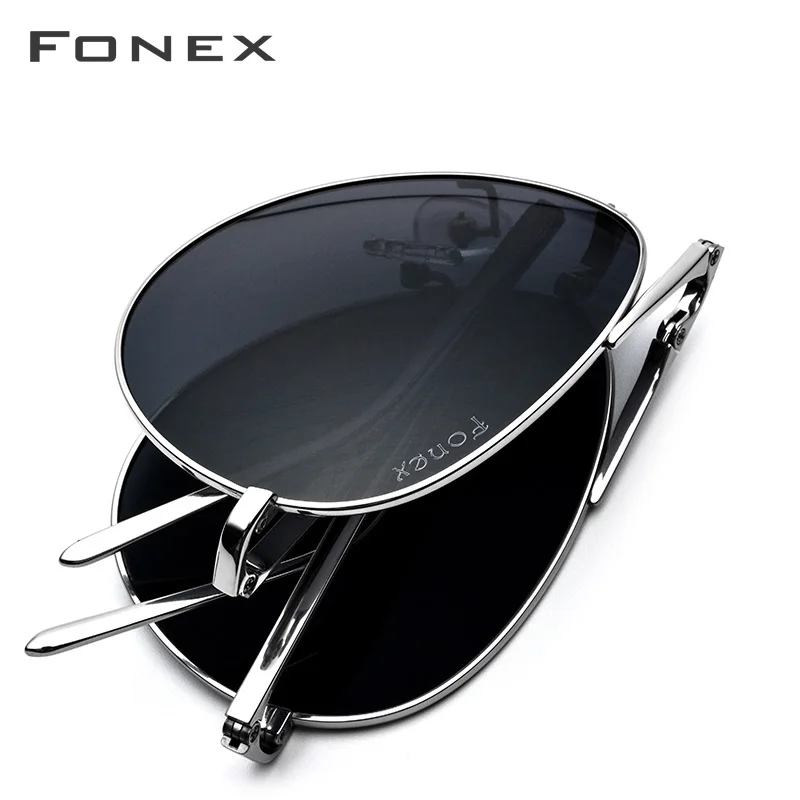 

FONEX Pure Titanium Polarized Sunglasses Men Folding Classic Aviation Sun Glasses for Men Aviador High Quality Male Shades 838