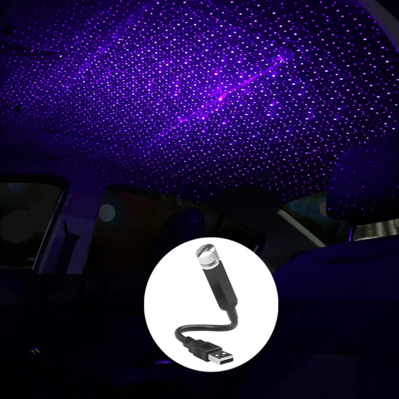 Adjustable Lens Laser Projector Mini USB LED Car Light Interior Atmosphere Decorative Lights Bird's nest, Time Tunnel