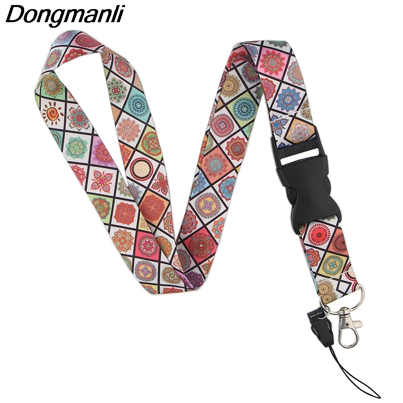 P3986 Dongmanli Мандала брелок "Цветок" Lanyards держатель удостоверения личности ID карта Пропуск Тренажерный зал мобильный телефон USB бейдж держатель ключевой ремень