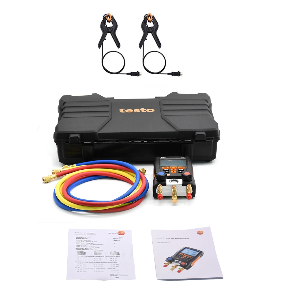 

R134A R12 R22 R502 Electric Refrigerant Meter Set With 2pcs Clamp Probes Digital Manifold Gauge Refrigeration Double TableValve