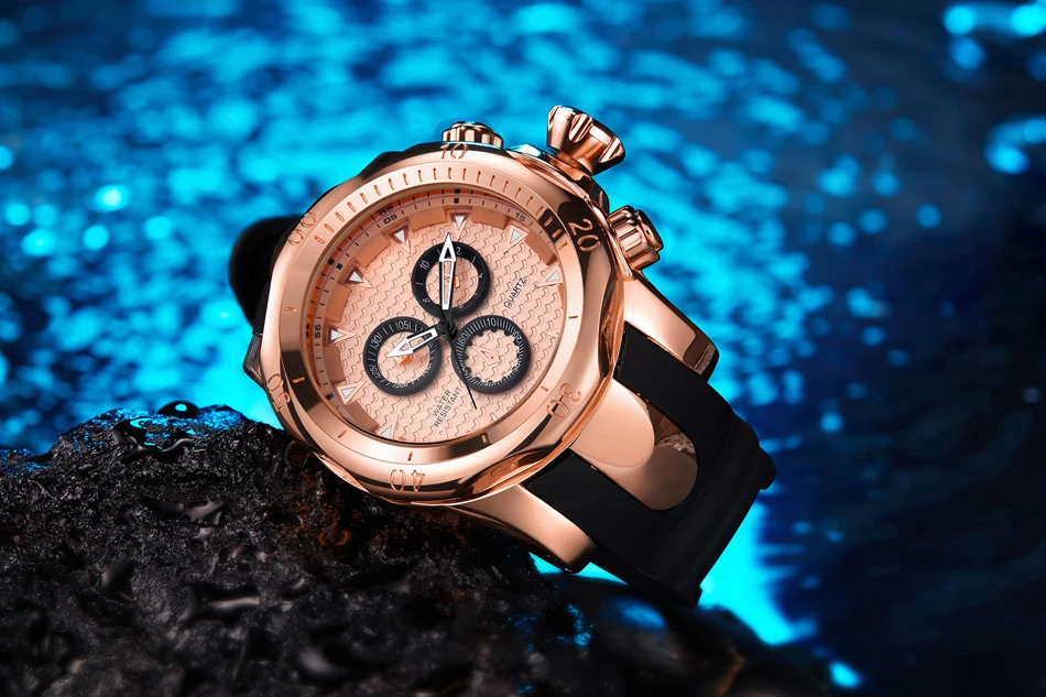 Лидирующий бренд, оригинальные мужские часы, спортивные часы с большим циферблатом, золотые кварцевые часы, специальный подарок для мужчин, альпинистские наручные часы, montre homme