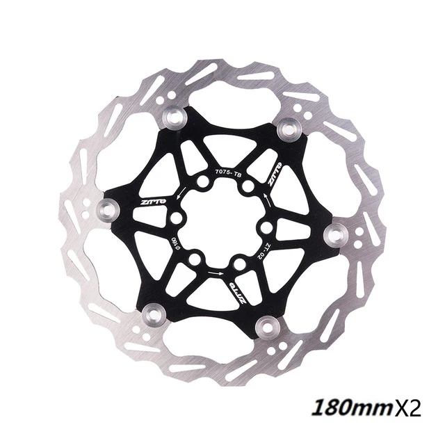 ZTTO MTB дорожный велосипед дисковый тормоз плавающий ротор 160 мм/180 мм из нержавеющей стали тормозной диск совместимые металлические колодки для MTB дорожный велосипед - Цвет: black-180MM 2pcs