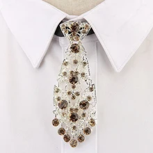 Модные Роскошные корейские вечерние и свадебные галстуки с кристаллами, Металлические Короткие роскошные мужские галстуки-чокер, женские мужские аксессуары
