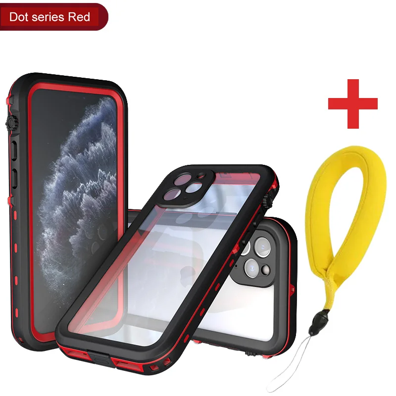 SHELLBOX водонепроницаемый чехол для iPhone 11 Pro Max 360 Защита противоударный чехол для плавания и дайвинга чехол для телефона подводный чехол - Цвет: Red with Strap