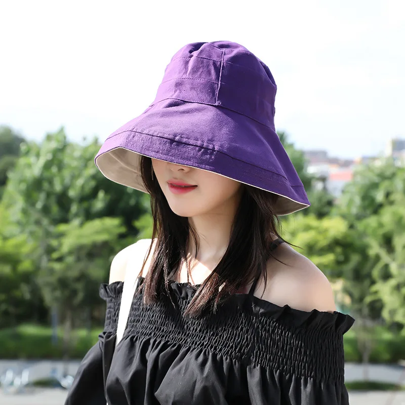 

Spring New Style College Style Double-Faced Can Wear Bucket Hat Korean-style Outdoor Sun-resistant Large Brimmed College Style W