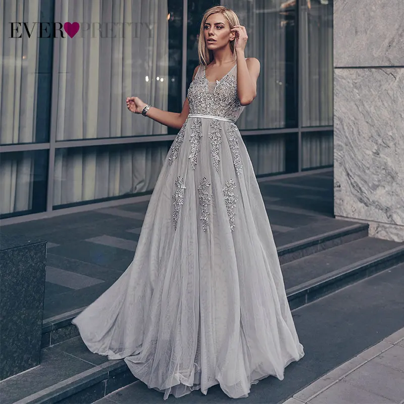 Preise Prom Kleider Lange 2020 Immer Ziemlich Elegant Lange V ausschnitt Tüll Spitze Applique Sleeveless A line Heißer Verkauf Vestidos De Graduacion