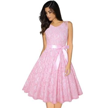 

OWLPRINCESS 2020 Women's V-neck lace bow fashion dress