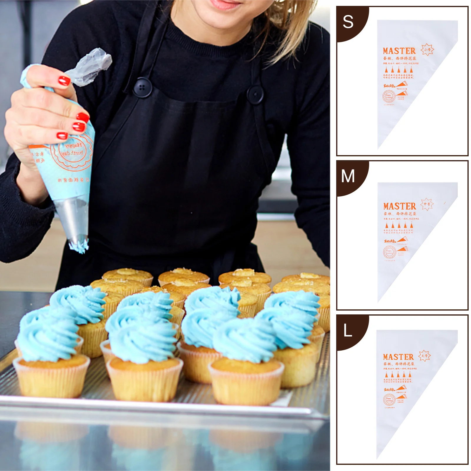 10/100pcs/pack Pastry Bag S/m/l Size Piping Bag Icing Fondant Cake